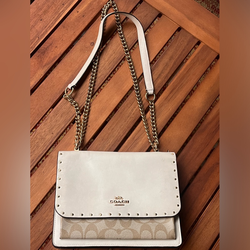 Coach Clare Crossbody White Gold Chain Snakeskin